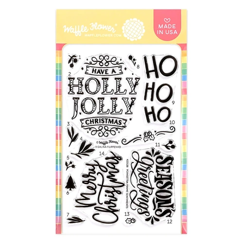 Waffle Flower Poinsettia Frame Sentiments Stamp Set