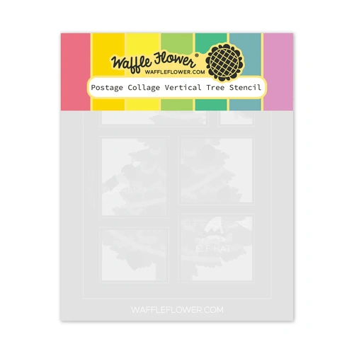 Waffle Flower Postage Collage Vertical Tree Stencil