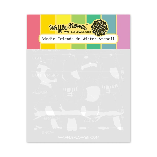 Waffle Flower Birdie Friends in Winter Stencil
