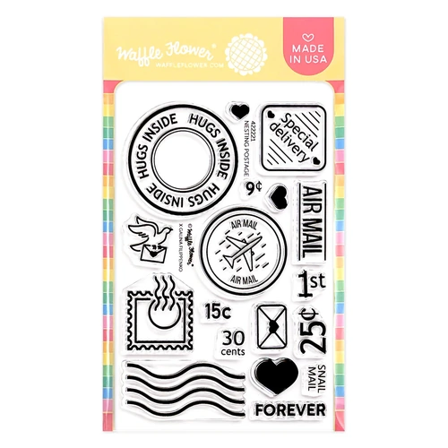 Waffle Flower Nesting Postage Collage Stamp Set