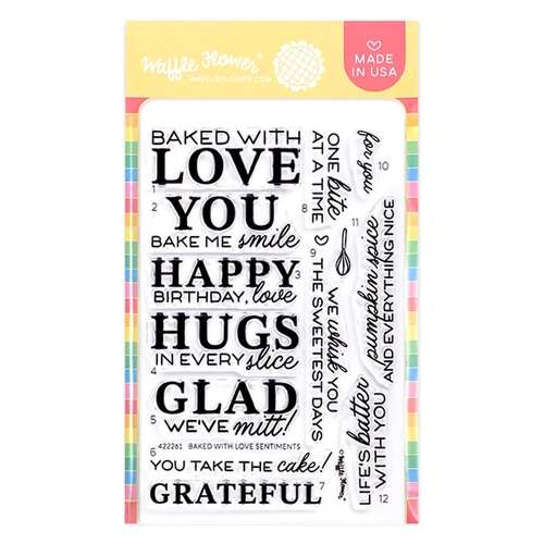 Waffle Flower Baked with Love Sentiments Stamp Set