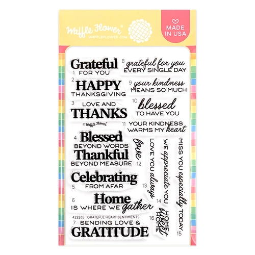 Waffle Flower Grateful Heart Sentiments Stamp Set