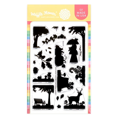 Waffle Flower Postage Collage Autumn Sunset Stamp Set