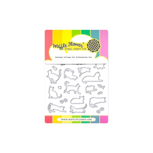 Waffle Flower Postage Collage Cat Silhouettes Die