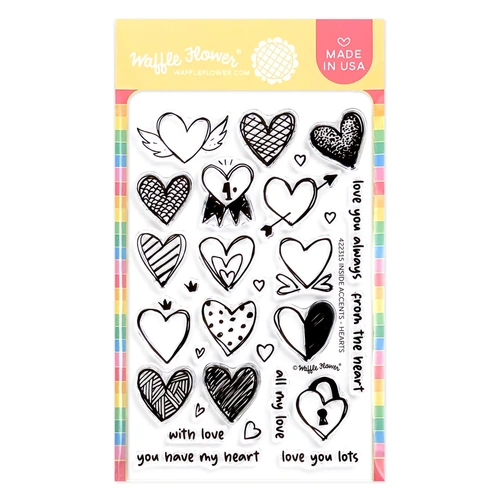Waffle Flower Inside Accents Hearts Stamp Set