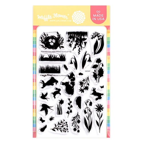 Waffle Flower Postage Collage - Spring Silhouettes Stamp Set