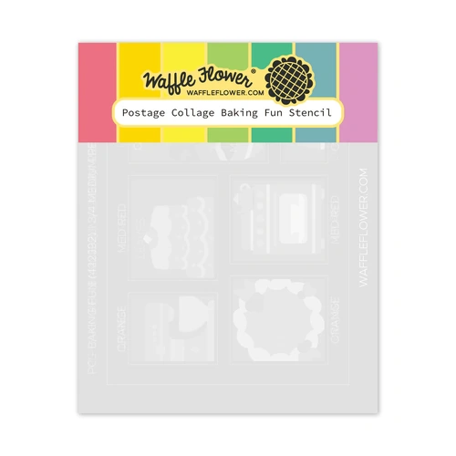 Waffle Flower Postage Collage Baking Fun Stencil