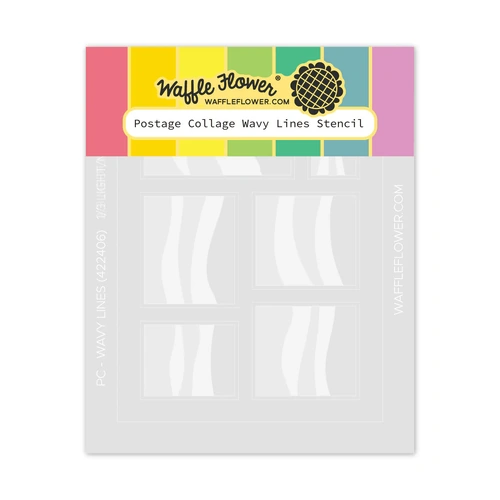 Waffle Flower Postage Collage Wavy Lines Stencil