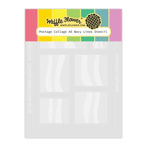 Waffle Flower Postage Collage A6 Wavy Lines Stencil