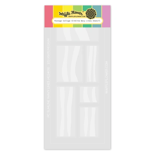 Waffle Flower Postage Collage Slimline Wavy Lines Stencil