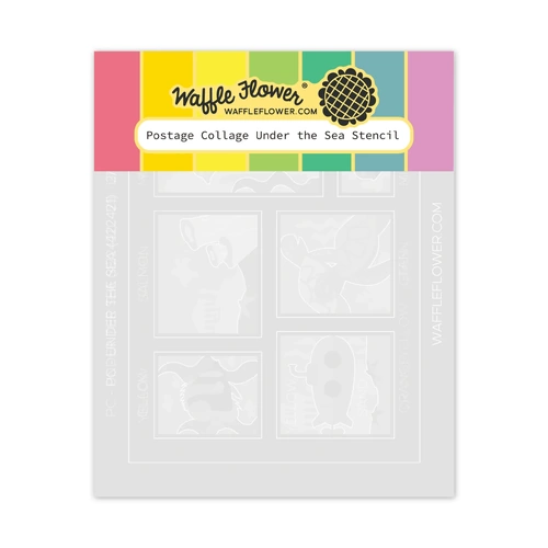 Waffle Flower Postage Collage Under the Sea Stencil