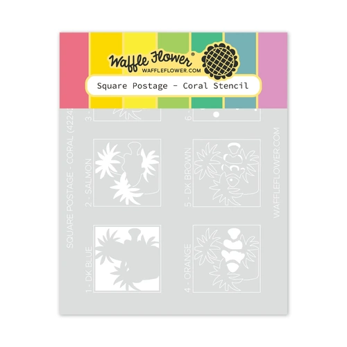 Waffle Flower Square Postage - Coral Stencil [PROMO ITEM]