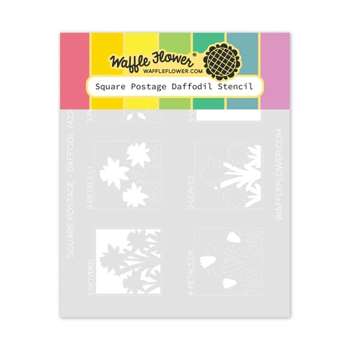 Waffle Flower Square Postage Daffodil Stencil
