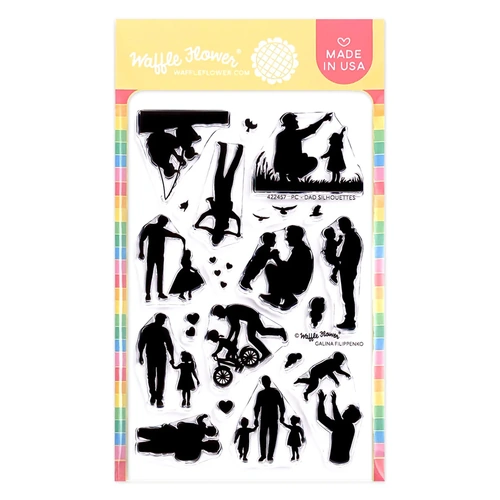 Waffle Flower Postage Collage Dad Silhouettes Stamp Set