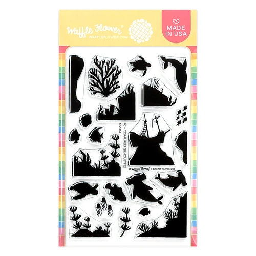 Waffle Flower Postage Collage Coral Reef Silhouettes Stamp