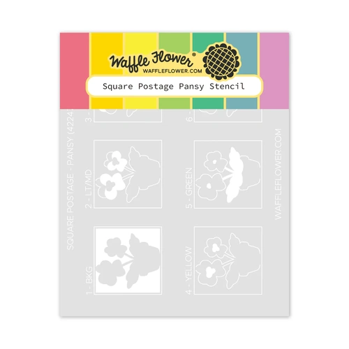 Waffle Flower Square Postage - Pansy Stencil [PROMO ITEM]