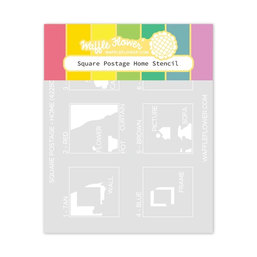 Waffle Flower Square Postage Collage Home Stencil [PROMO ITEM]