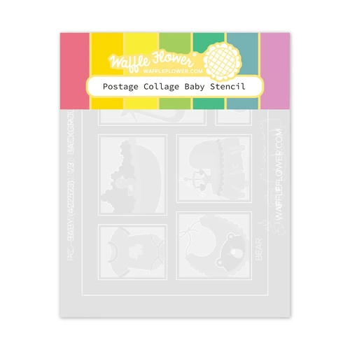 Waffle Flower Postage Collage Baby Stencil