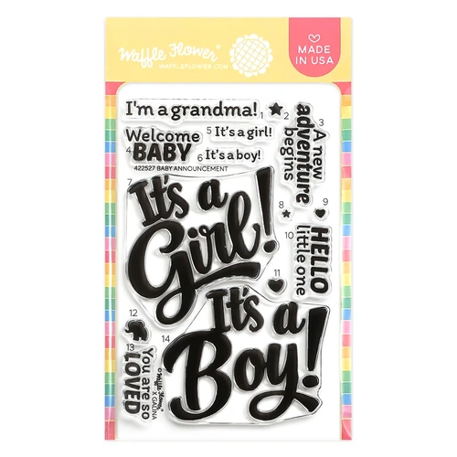 Waffle Flower Baby Announcement Sentiments Stamp Set