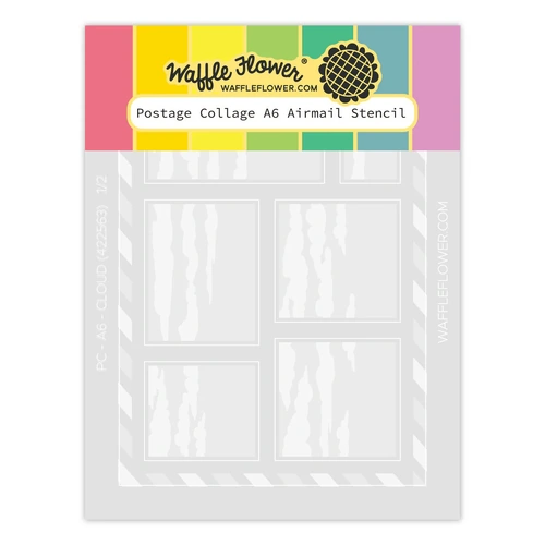 Waffle Flower Postage Collage A6 Airmail Stencil
