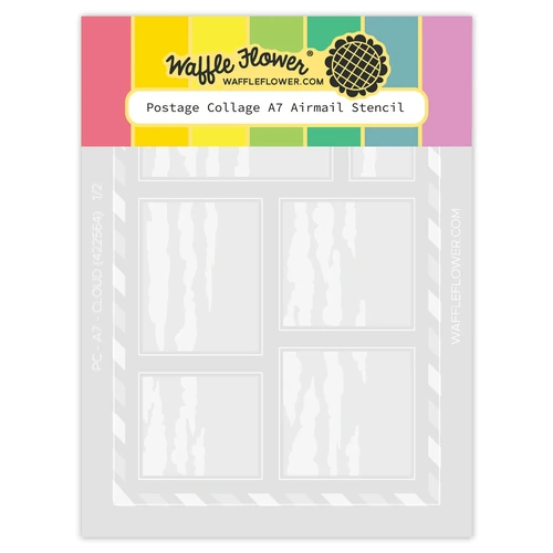 Waffle Flower Postage Collage A7 Airmail Stencil