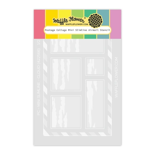 Waffle Flower Postage Collage Mini Slimline Airmail Stencil