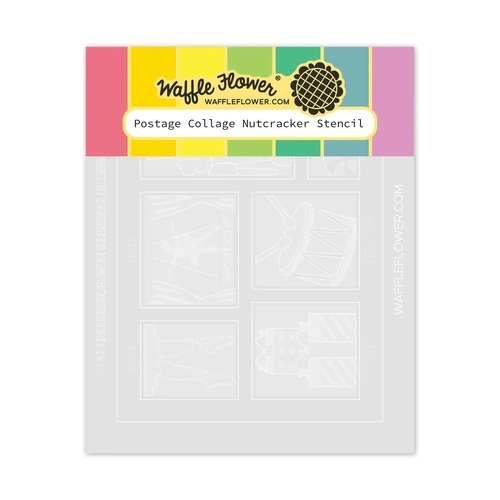 Waffle Flower Postage Collage - Nutcracker Stencil