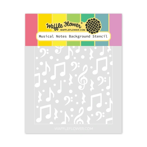 Waffle Flower Musical Notes Background Stencil